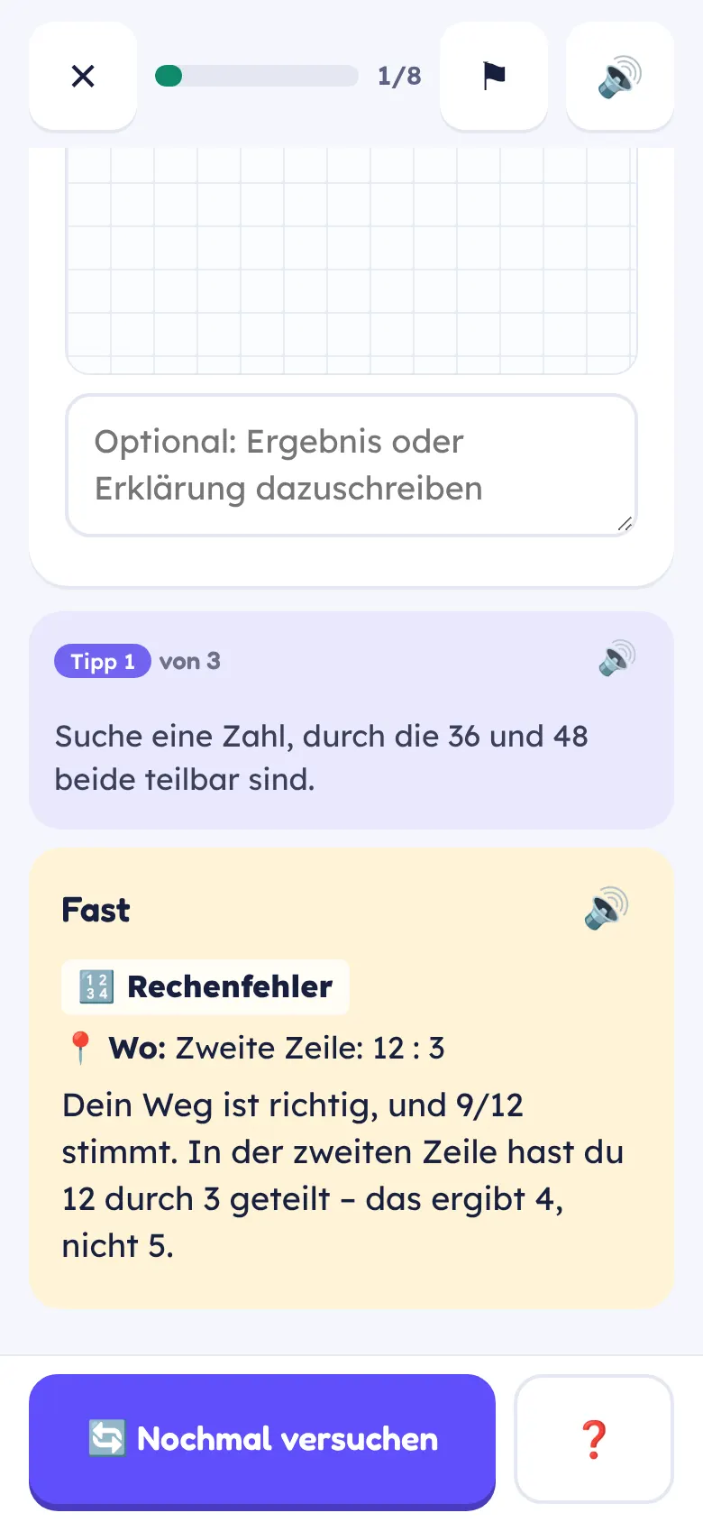 Tipp-Verlauf und Auswertung mit Fehlerart